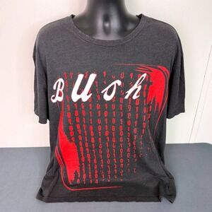 Bush T-Shirt Mens XL Tour Graphic Binary Code Grunge Band Tee Distressed Boxy